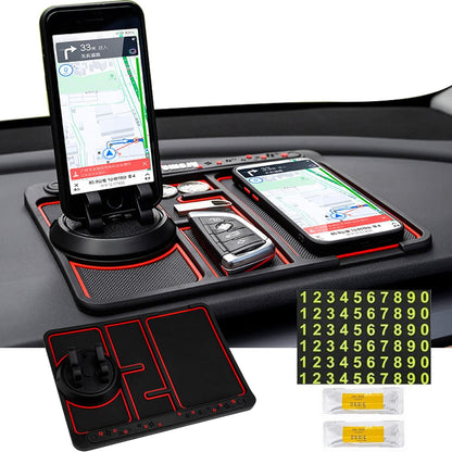 4-in-1 Anti-Slip Car Dashboard Mat – Phone Holder, Parking Number Plate & Car Organizer