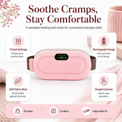 Portable Cordless Menstrual Heating Pad for Women – Rechargeable Period Pain Relief Belt