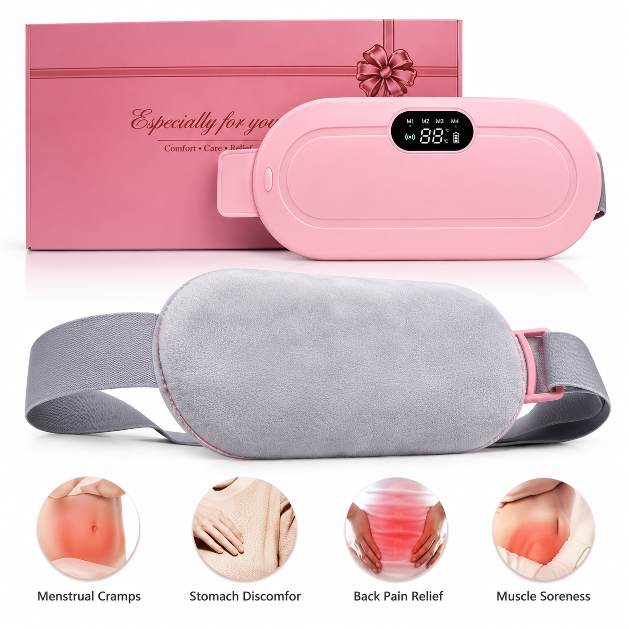 Portable Cordless Menstrual Heating Pad for Women – Rechargeable Period Pain Relief Belt