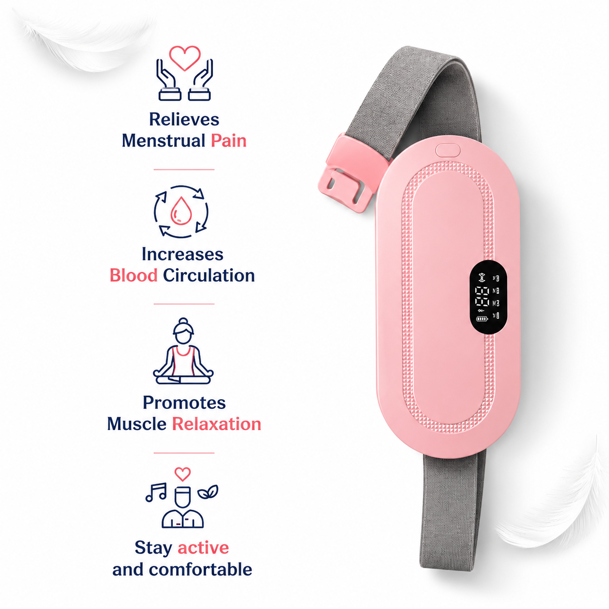 Portable Cordless Menstrual Heating Pad for Women – Rechargeable Period Pain Relief Belt