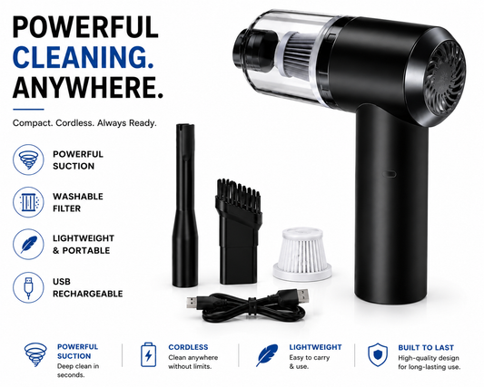 Cordless Handheld Car Vacuum Cleaner – Powerful Portable Dust Cleaner